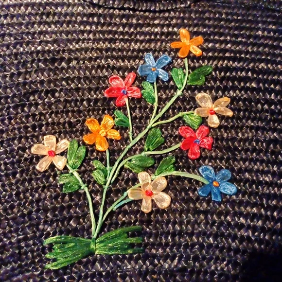 vintage floral straw bag - Picture 2 of 6